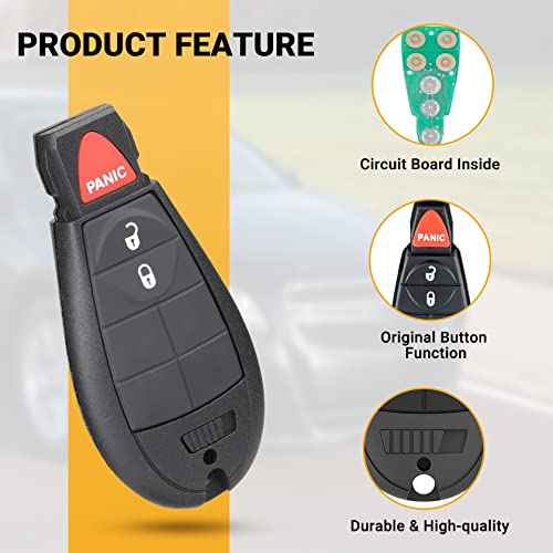 Key Fob Keyless Entry Remote Compatible with 2008-2016 Dodge Ram Truck 1500 2500 3500 Journey Challenger Grand Caravan Grand Cherokee Commander Chrysler IYZ-C01C M3N5WY783X Key Replacement