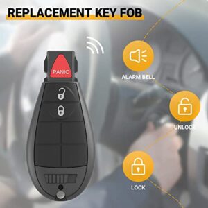 Key Fob Keyless Entry Remote Compatible with 2008-2016 Dodge Ram Truck 1500 2500 3500 Journey Challenger Grand Caravan Grand Cherokee Commander Chrysler IYZ-C01C M3N5WY783X Key Replacement