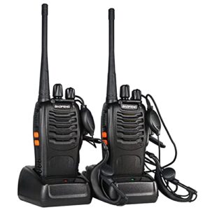 baofeng bf-888s rechargeable walkie talkies for adults, handheld two way radios long range with earpiece and mic, wireless walkie talkie with li-ion battery and charger, walky talky(2 pack)