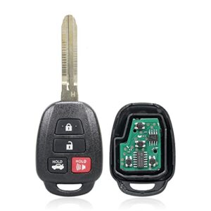 Replacement Key for 2014-2016 Toyota Camry Corolla Keyless Entry Remote Fob HYQ12BEL H Chip, New Uncut Blade; by AutoKeyMax