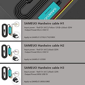 Car Dash Cam Hardwire Kit with Low Profile Micro3 Fuse Adapter Car Circuit Fuse Holder Compatible with SAMEUO U700 / U750 Car Video Recorder dash camera All Other Micro3 Fuse USB Port Device-11.5ft/3m