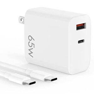 usb c charger pps, gan 65w 2 ports usb c wall charger adapter for macbook pro, air, ipad pro, air, mini, iphone 13, 12, samsung galaxy s22 s21 ultra, note 10 plus, google pixel 6, 6 pro
