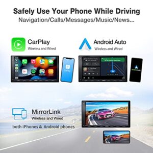 ATOTO A6PF Android Double-DIN Car Stereo, Wireless CarPlay, Wireless Android Auto, Mirrorlink, 7" Touchscreen in-Dash GPS Navigation, Dual Bluetooth, WiFi/BT/USB Tethering, HD LRV, 2G+32G, A6G2A7PF