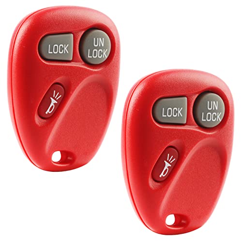 Replacement for 2001-2011 Chevrolet GMC 3-Button Keyless Entry Remote PN: 15042968 KOBLEAR1XT (Red) (Set of 2)