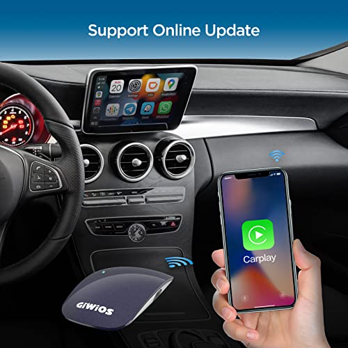 Giwios Wireless CarPlay Adapter, CarPlay Wireless Dongle Online Update Plug & Play with 2.4G/5.8GHZ Dual-Band WiFi Only for Factory Wired CarPlay, Faster Pair for i os 12-16