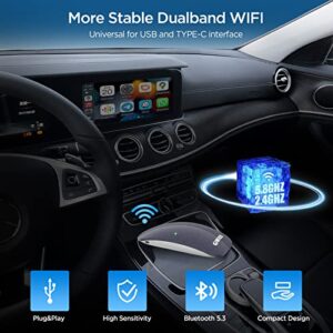 Giwios Wireless CarPlay Adapter, CarPlay Wireless Dongle Online Update Plug & Play with 2.4G/5.8GHZ Dual-Band WiFi Only for Factory Wired CarPlay, Faster Pair for i os 12-16