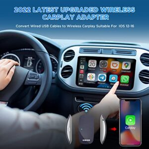 Giwios Wireless CarPlay Adapter, CarPlay Wireless Dongle Online Update Plug & Play with 2.4G/5.8GHZ Dual-Band WiFi Only for Factory Wired CarPlay, Faster Pair for i os 12-16