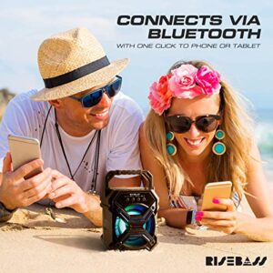 Portable Wireless Bluetooth Speaker for iPhone, Android, iPod and More - Rechargeable Bluetooth Speaker for Kids & Adults - Mini Speaker with Party Lights, for Hiking, Camping, Picnic and Boating