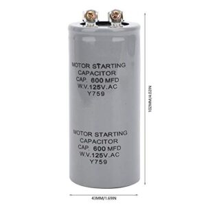 600MFD Motor Starting Capacitor 43x102mm Round Running Capacitor for Electric Motor and Fan, CD60 125VAC