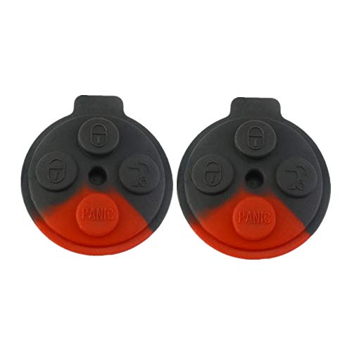 DJL1 2 Pcs Car Remote Key Panel Button Pad for Smart Fortwo 4 Buttons Rubber pad