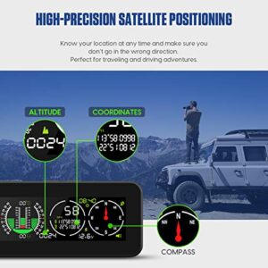 Car Inclinometer Level Tilt Meter, Digital HUD GPS Speed Slope Meter, Real-timie Speed, Vehicle tilt/Pitch Angle, Battery Voltage with HD LCD Display for 12V Off-Road Vehicle