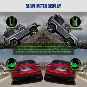 Car Inclinometer Level Tilt Meter, Digital HUD GPS Speed Slope Meter, Real-timie Speed, Vehicle tilt/Pitch Angle, Battery Voltage with HD LCD Display for 12V Off-Road Vehicle