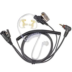 hys 1-wire radio earpiece for motorola single pin sl300 sl7550 sl7580 sl7590 sl4000 sl3500e sl1k sl1m, surveillance 2 way radio earpiece with mic/ptt, w/a pair medium silicon earmold