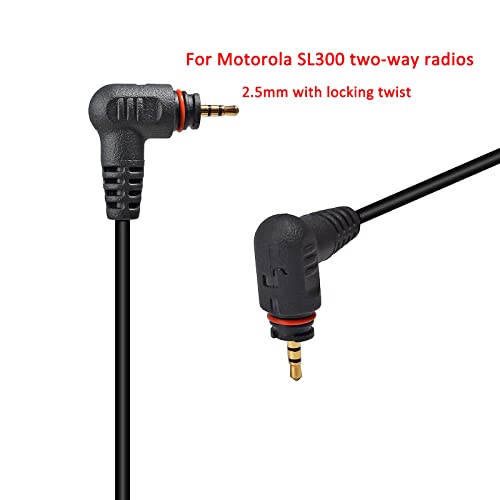 HYS 1-Wire Radio Earpiece for Motorola Single Pin SL300 SL7550 SL7580 SL7590 SL4000 SL3500e SL1K SL1M, Surveillance 2 Way Radio Earpiece with Mic/PTT, W/A Pair Medium Silicon Earmold