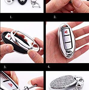 Royalfox(TM) 3 4 5 6 Buttons 3D Bling keyless Entry Remote Smart Key Fob case Cover for Nissan Murano Pathfinder Titan Maxima Sylphy Lannia Livina NV200 Tiida Teana Qashqai Sunny (Silver)