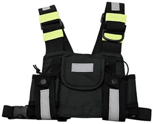 goodqbuy universal radio chest harness rig bag pocket pack holster vest fluorescent green for two way radio walkie talkie (rescue essentials)