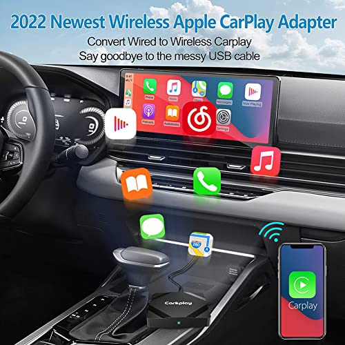 Geohyecc Wireless CarPlay Adapter for iPhone,2023 Newest Apple CarPlay Wireless Dongle for OEM Factory CarPlay Cars,Built-in 5G Chip&5.8 GHZ WiFi Rate,Auto Connect No Delay Online Update,Plug&Play