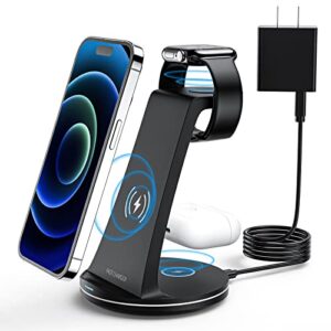 feans wireless charger 3 in 1 fast charging station wireless charger stand for iphone 14/13/12/11/pro/max/xs/xr/8/plus/se, samsung, for apple watch 8/7/6/5/4/3/2/1/se, for airpods 3/2/pro with adapter
