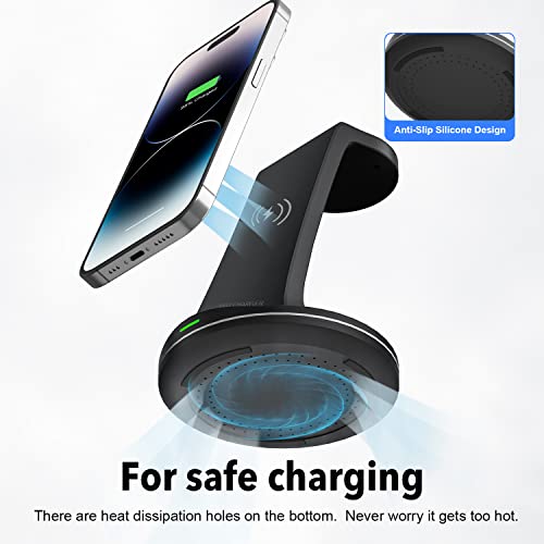 FEANS Wireless Charger 3 in 1 Fast Charging Station Wireless Charger Stand for iPhone 14/13/12/11/Pro/Max/XS/XR/8/Plus/SE, Samsung, for Apple Watch 8/7/6/5/4/3/2/1/SE, for AirPods 3/2/Pro with Adapter