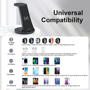 FEANS Wireless Charger 3 in 1 Fast Charging Station Wireless Charger Stand for iPhone 14/13/12/11/Pro/Max/XS/XR/8/Plus/SE, Samsung, for Apple Watch 8/7/6/5/4/3/2/1/SE, for AirPods 3/2/Pro with Adapter