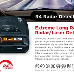 UNIDEN R4 Extreme Long-Range Laser/Radar Detector, Record Shattering Performance, Built-in GPS w/AUTO Mute Memory, Voice Alerts, Red Light & Speed Camera Alerts, Multi-Color OLED Display (Renewed)