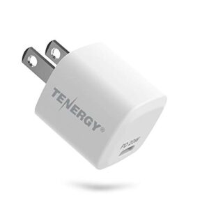 tenergy usb-c charger with pd 20w, fast charging iphone 12/12 mini / 12 pro / 12 pro max / 11, galaxy, pixel 4/3, ipad pro (cable not included)