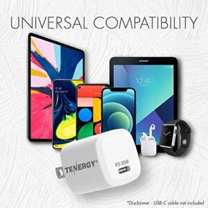 Tenergy USB-C Charger with PD 20W, Fast Charging iPhone 12/12 Mini / 12 Pro / 12 Pro Max / 11, Galaxy, Pixel 4/3, iPad Pro (Cable not Included)