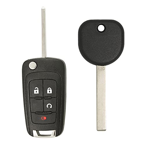 Keyless2Go Replacement for Keyless Remote 4 Button Flip Car Key Fob for OHT01060512 with Uncut Transponder Ignition Car Key High Security Laser Sidemill B119 HU100