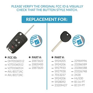 Keyless2Go Replacement for Keyless Remote 4 Button Flip Car Key Fob for OHT01060512 with Uncut Transponder Ignition Car Key High Security Laser Sidemill B119 HU100