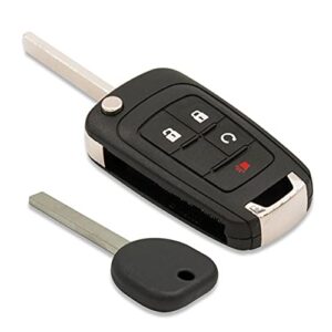 Keyless2Go Replacement for Keyless Remote 4 Button Flip Car Key Fob for OHT01060512 with Uncut Transponder Ignition Car Key High Security Laser Sidemill B119 HU100