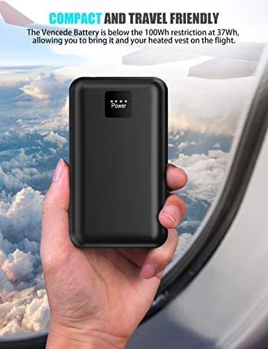 Vencede Rechargeable Battery, 16000mAh Fast Charge Power Bank with USB A and USB C Ports, Portable Charger with LED Digital Screen for Heated Vest