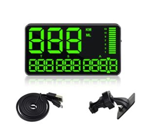 smartcoolous c90 5.5″ inch universal hud head up display gps digital speedometer over speed alarm tired driving warning windshield project for all vehicle bicycle motorcycle