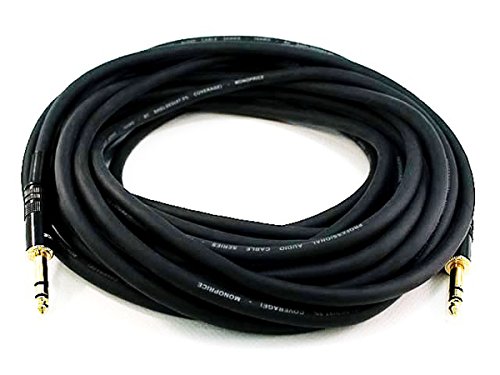 Monoprice 104800 Premier Series 1/4 Inch (TRS) Male to Male Cable Cord - 100 Feet- Black 16AWG (Gold Plated)