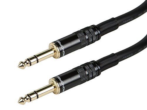 Monoprice 104800 Premier Series 1/4 Inch (TRS) Male to Male Cable Cord - 100 Feet- Black 16AWG (Gold Plated)