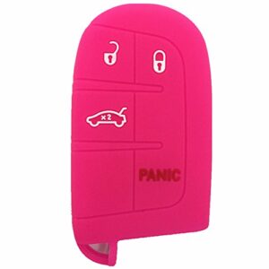 ezzy auto hot pink 4 buttons silicone key fob case cover key cover key jacket skin protector fit for dodge challenger