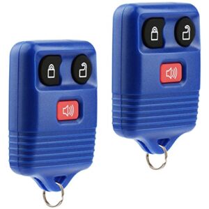 key fob keyless entry remote fits ford, lincoln, mercury, mazda f150 f250 f350 escape expedition explorer ranger flex (blue), set of 2