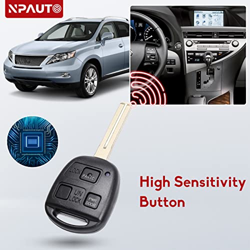 NPAUTO Key Fob Replacement for Lexus RX330 2004 2005 2006 | RX350 2007-2009 | RX400h 2006-2008 | 2010 RX450h - Keyless Entry Remote Control Uncut Car Ignition Blade Key Fobs (HYQ12BBT, Pack of 2)