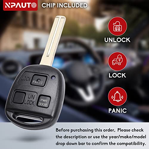 NPAUTO Key Fob Replacement for Lexus RX330 2004 2005 2006 | RX350 2007-2009 | RX400h 2006-2008 | 2010 RX450h - Keyless Entry Remote Control Uncut Car Ignition Blade Key Fobs (HYQ12BBT, Pack of 2)