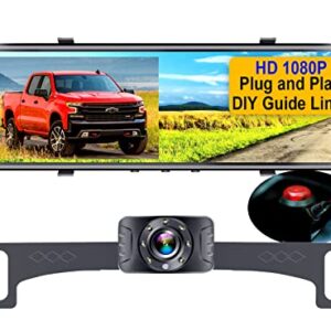 AMTIFO Backup Camera HD 1080P 4.3 Inch Monitor License Plate Rear View Mirror Cam System for Car Truck Minivan SUV Easy Installation Waterproof Clear Night Vision DIY Guide Lines A1