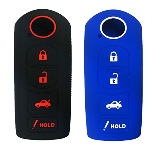 2Pcs Coolbestda Silicone Key Fob Cover Case Skin Jacket Remote Keyless Shell Protector for 2019 2018 2017 2016 2015 Mazda 3 6 8 CX3 CX5 CX7 CX9 MX5 SPEED3