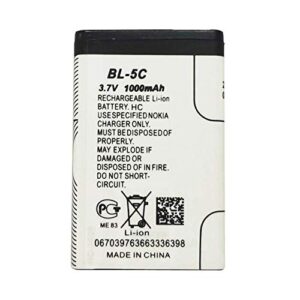 YMDJL BL-5C 3.7V Real Capacity 1000mAh Rechargeable Battery Suitable for Household Portable Radio with Overcharge Protection 2 Pieces