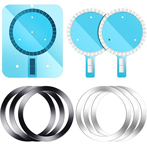 Flutesan 8 Pcs Magnetic Universal Wireless Car Charger Case Ring Stickers Metal Materials Compatible with Magsafe Wireless Charger Magnet Sticker Compatible with iPhone 13 Series/12 Series Phone Case