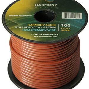 Harmony Audio Primary Single Conductor 16 Gauge Power or Ground Wire - 2 Rolls - 200 Feet - Gray & Brown for Car Audio/Trailer/Model Train/Remote