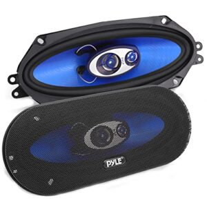 Pyle 3-Way Universal Car Stereo Speakers - 300W 4" x 10" Triaxial Loud Pro Audio Car Speaker Universal OEM Quick Replacement Component Speaker Vehicle Door/Side Panel Mount Compatible PL410BL (Pair)