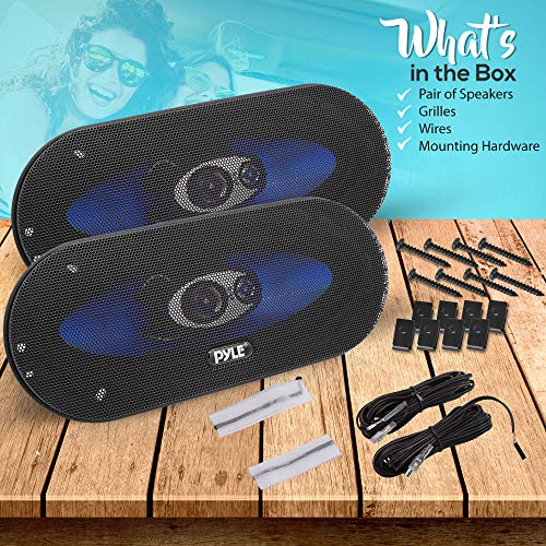 Pyle 3-Way Universal Car Stereo Speakers - 300W 4" x 10" Triaxial Loud Pro Audio Car Speaker Universal OEM Quick Replacement Component Speaker Vehicle Door/Side Panel Mount Compatible PL410BL (Pair)