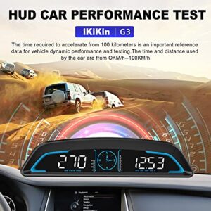 Head Up Display Upgrade Digital HUD GPS 5.5 inch Large LCD Display with Car Performance Test MPH Speed Fatigued Driving Alert Overspeed Alarm Trip Meter for All Vehicle.iKiKin G3