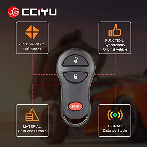 cciyu 1PC 3 Buttons Keyless Entry Remote Fob Replacement fits for Dodge for Jeep (GQ43VT9T)