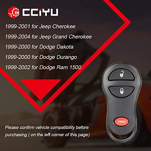 cciyu 1PC 3 Buttons Keyless Entry Remote Fob Replacement fits for Dodge for Jeep (GQ43VT9T)