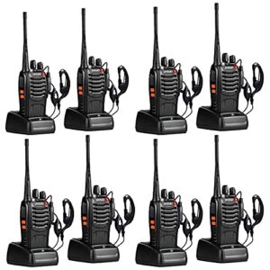 pxton two way radios long range for adults with headphones, walkie talkies 16 channel handheld 2 way radio rechargeable with flashlight li-ion battery and charger（8 pack）