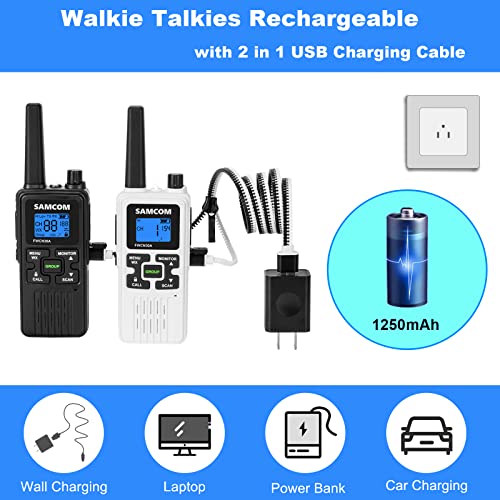 4 Long Range Walkie Talkies Rechargeable for Adults - NOAA 2 Way Radios Walkie Talkies- FRS Two Way Radios with Earpiece Group Call Flashlight VOX SCAN NOAA Weather Alert and USB Charger Battery